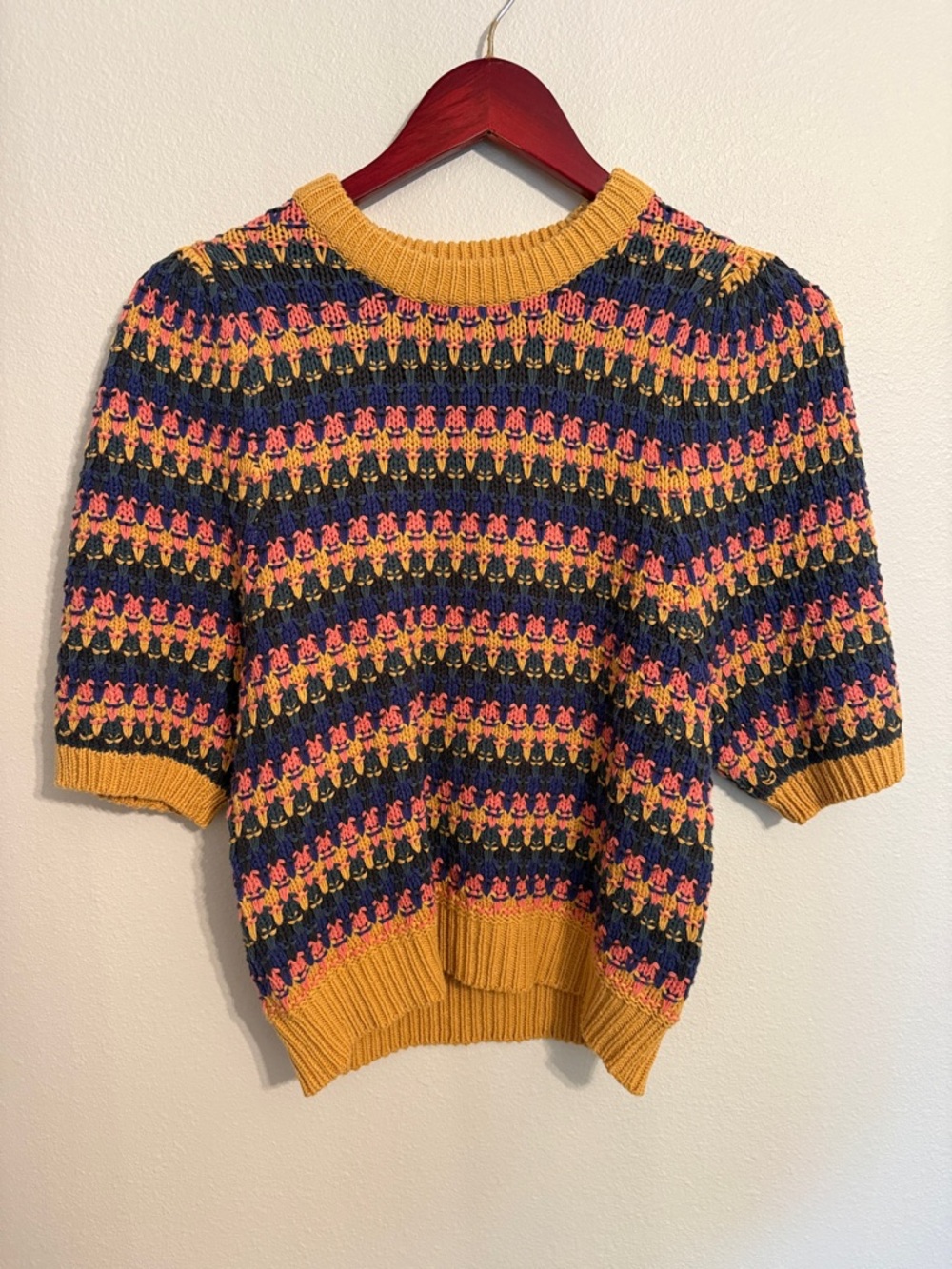 Universal Thread Multicolor Knit Sweater with Mustard Rib
